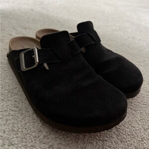 Black Suede Women's Slip-On Clogs